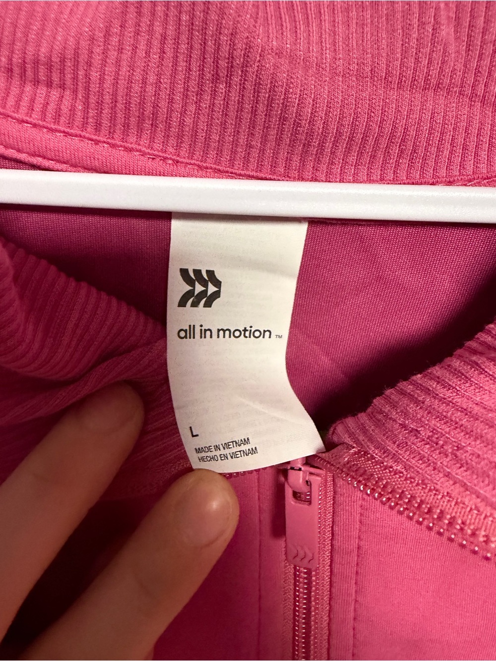 NWOT All In Motion Pink Woven Cinch Waist Full Zip Jacket Size L Mock Neck - Picture 3 of 3